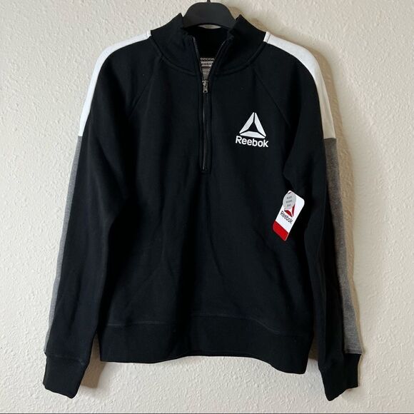 Reebok Color Block Fleece Turtleneck Sweatshirt, Half Zip - Picture 5 of 8